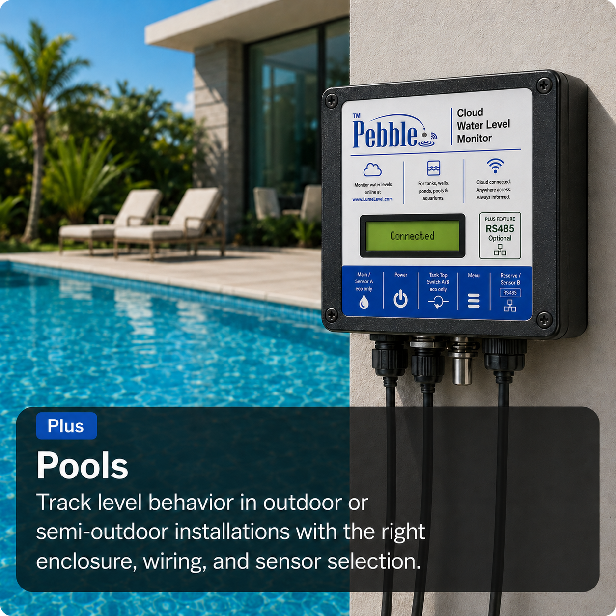 Pebble pool level monitoring