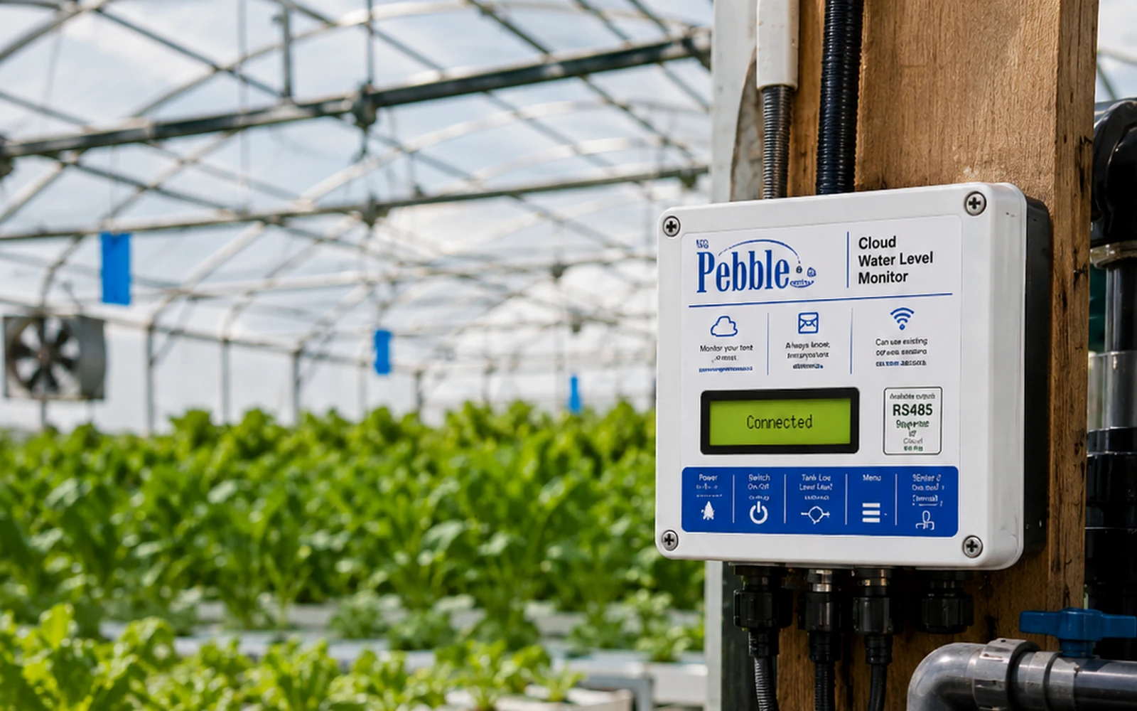 Greenhouse nutrient reservoir, irrigation piping, and hydroponic growing channels